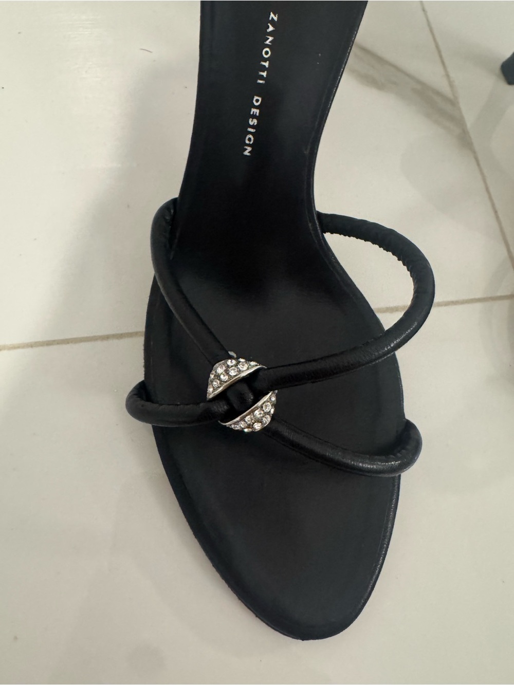 Giuseppe Zanotti Black Strappy Crystal-Knot Heels - Picture 3 of 9